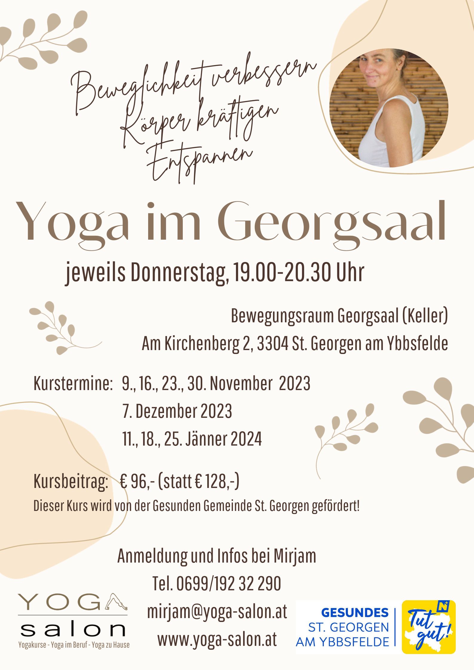 Plakat für Yoga im Georgsaal